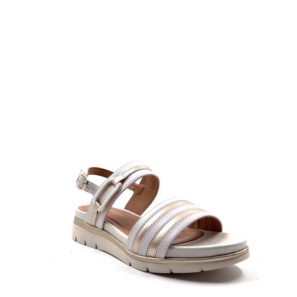 Γυναικεία Flatforms Ανατομικά Lucia Buckle σε Λευκό του Πάγου Χρωματισμό